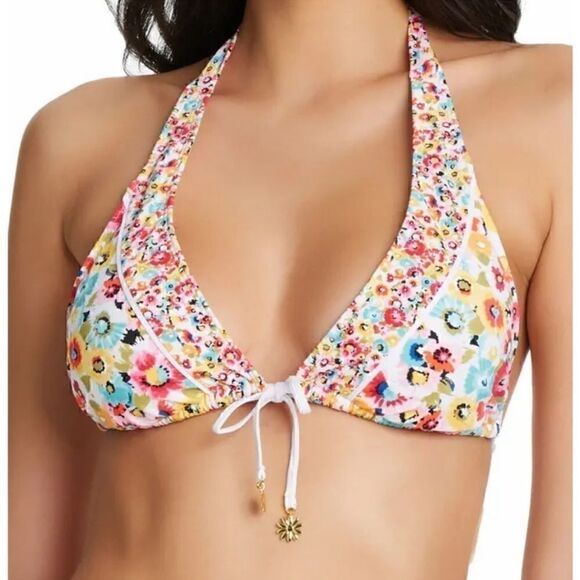 Bleu Rod Beattie Flower Hour Triangle Bikini Hipster Top swimsuit - Picture 3 of 8